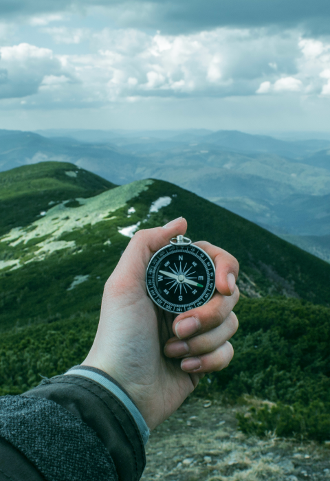 a man is walking over Mountains